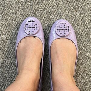 Tory Burch Purple Flats with Medallion Logo